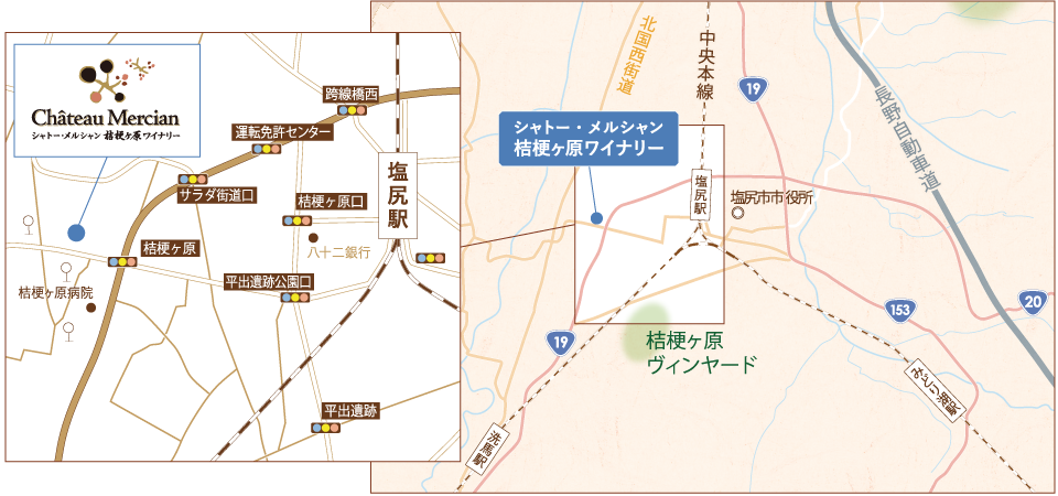 シャトーメルシャン桔梗ヶ原ワイナリー地図